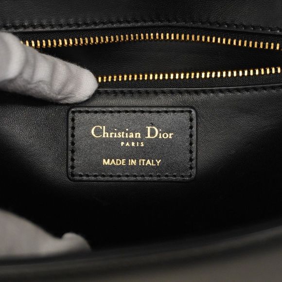 Christian Dior Shoulder Bag Montaigne Leather Black Gold Hardware Women's - Picture 5 of 10